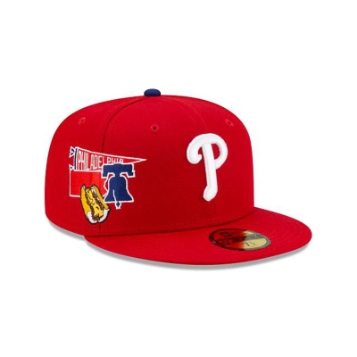 Red Philadelphia Phillies Hat - New Era MLB City Patch 59FIFTY Fitted Caps USA8250967